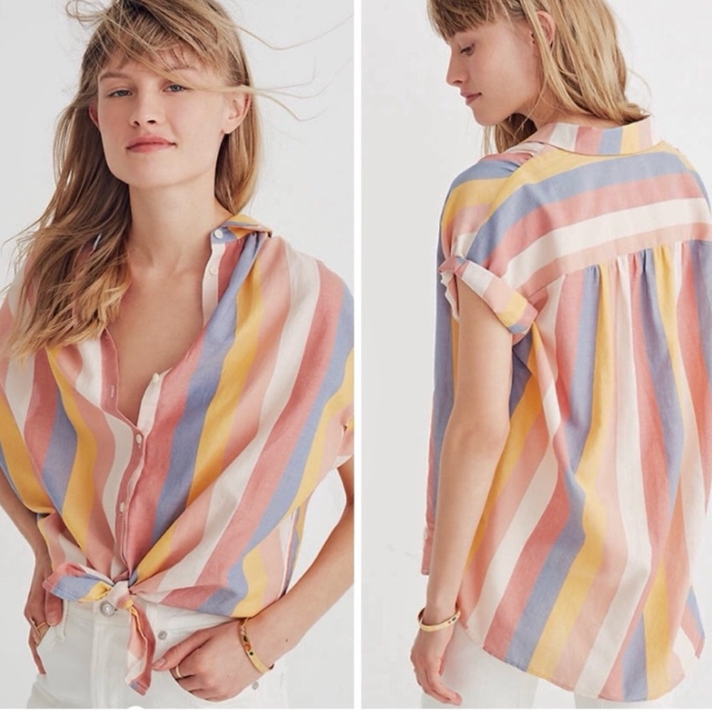 Madewell Central Shirt in Sherbet Stripe. Large. J3210